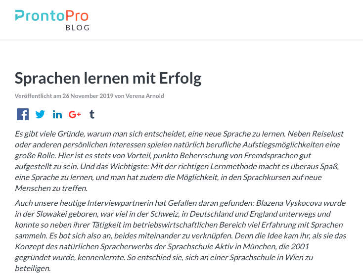 Prontopro Sprachschule Aktiv Wien
